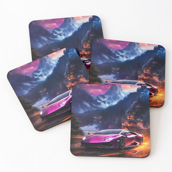 Item preview, Italian Supercar Racing Through Vibrant Mountain Sunset Landscape designed and sold by RevUpDesign.