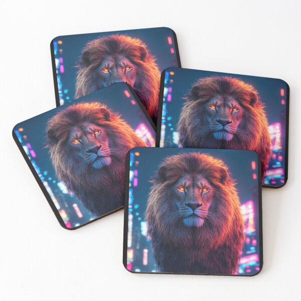 Item preview, Cyberpunk Lion — Neon Futuristic Jungle King designed and sold by ArtiQreate.