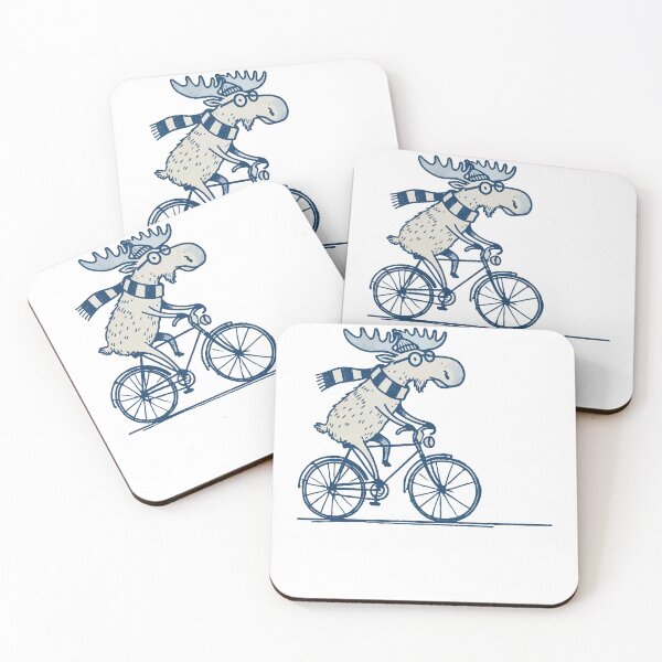 Item preview, Moose Bike Cartoon Design With Retro Humor designed and sold by LuminOrb.