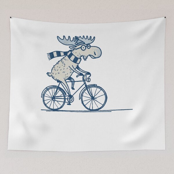 Item preview, Moose Bike Cartoon Design With Retro Humor designed and sold by LuminOrb.