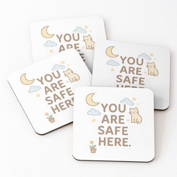 Item preview, You Are Safe Here – Gentle Cat Quote for Self-Care designed and sold by 奇0904.