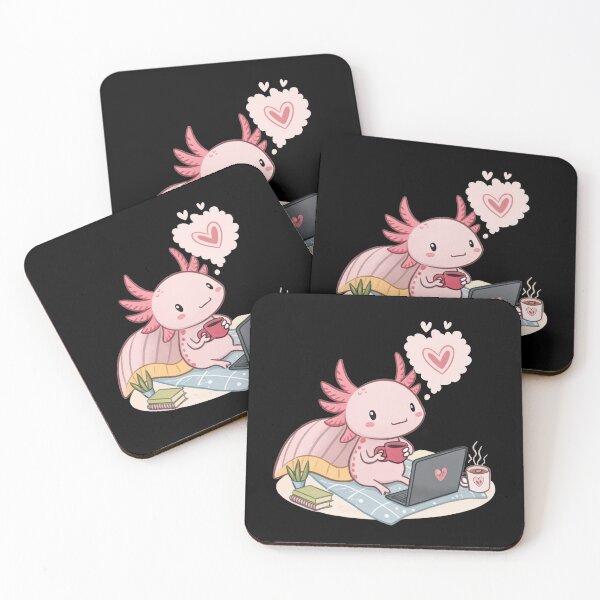Item preview, Cozy Axolotl with Coffee and Book – Relaxing Cute Illustration designed and sold by Har-vee.