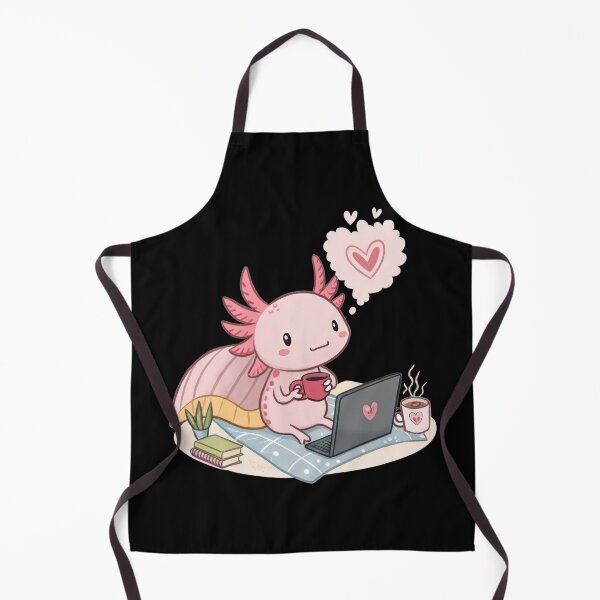 Item preview, Cozy Axolotl with Coffee and Book – Relaxing Cute Illustration designed and sold by Har-vee.
