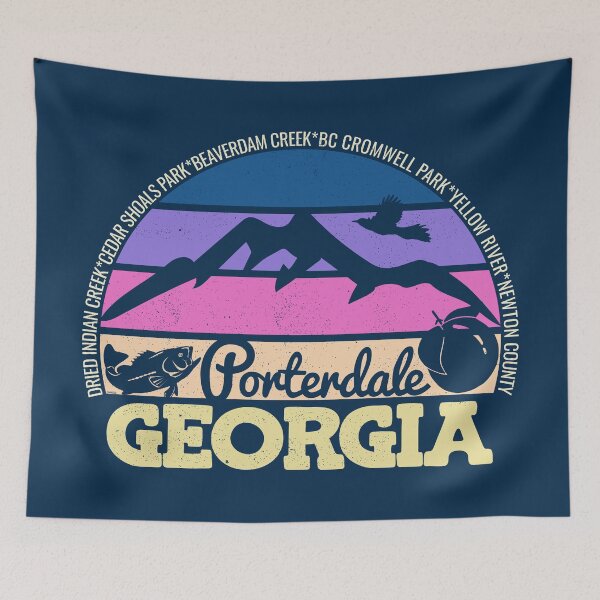 Item preview, Porterdale Georgia Sunset Retro Vintage Local Pride Logo designed and sold by CRHPOD20.
