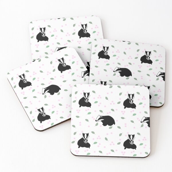 Item preview, Cute badger family and flowers on white designed and sold by QuirkyCraftz.