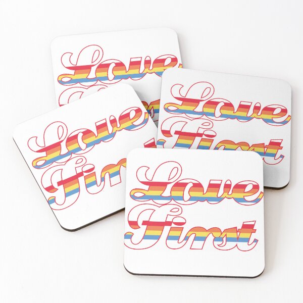 Item preview, Love First – Retro Rainbow Positive Message designed and sold by The secret storage room.