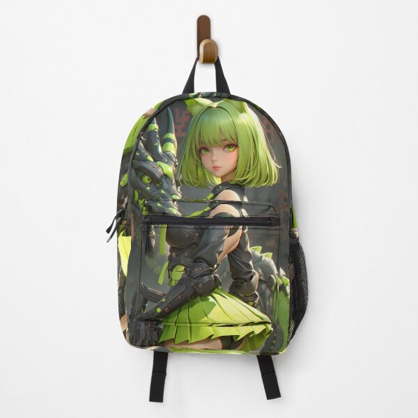 Item preview, Anime Emerald Fox Girl Mecha Dragon Vanguard Neon Cyber City Power designed and sold by Diezmofari.