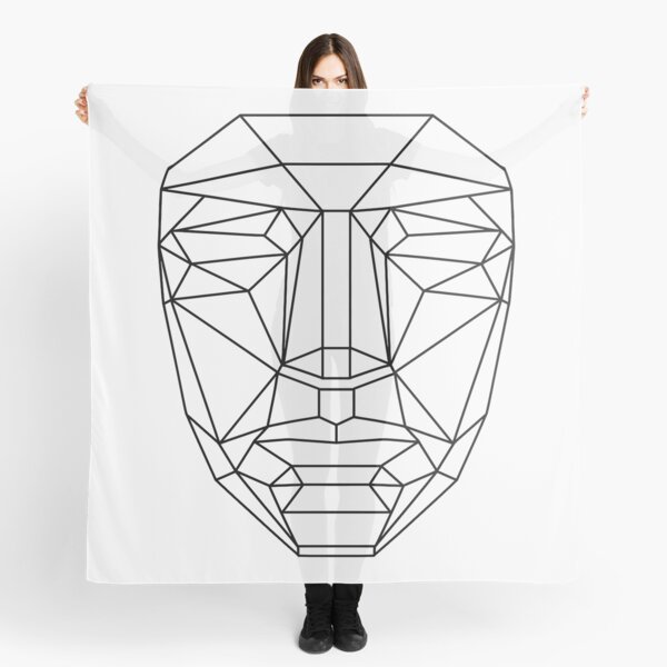 Aperçu de l'œuvre Masque de Squid Game – Illustration vectorielle minimaliste | Motif géométrique noir sur blanc créée et vendue par WAUZ.