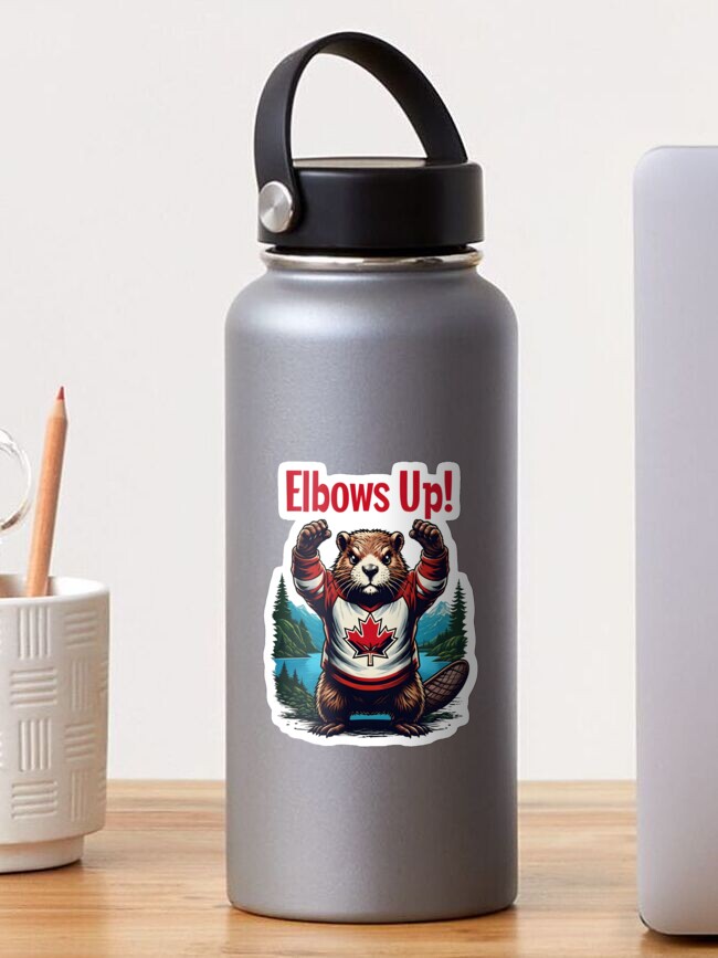 Thumbnail 1 of 3, Sticker, ELBOWS UP CANADA! designed and sold by Flowercita.