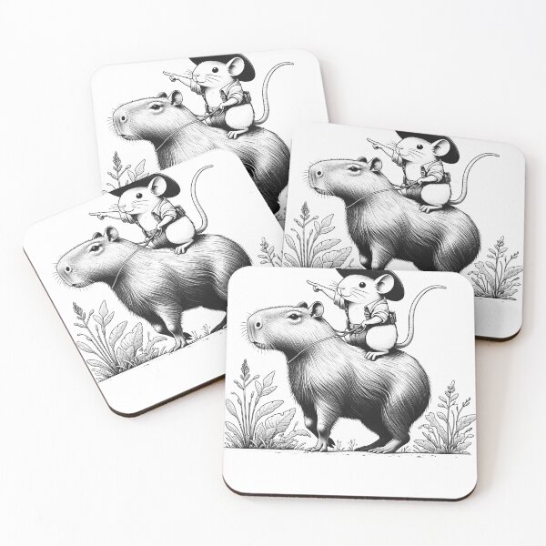 Item preview, Rat Riding Capybara Vintage Mouse Rodent Western Funny designed and sold by Kimberley King Art  King Art.