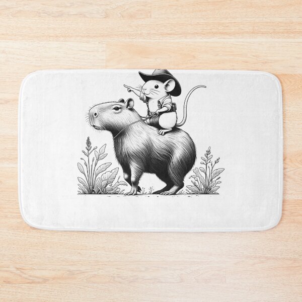 Item preview, Rat Riding Capybara Vintage Mouse Rodent Western Funny designed and sold by Kimberley King Art  King Art.