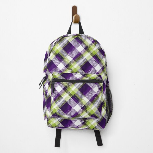 Item preview, Vibrant Diagonal Tartan – Purple and Lime Plaid Fabric Pattern designed and sold by Moisky Patterns.