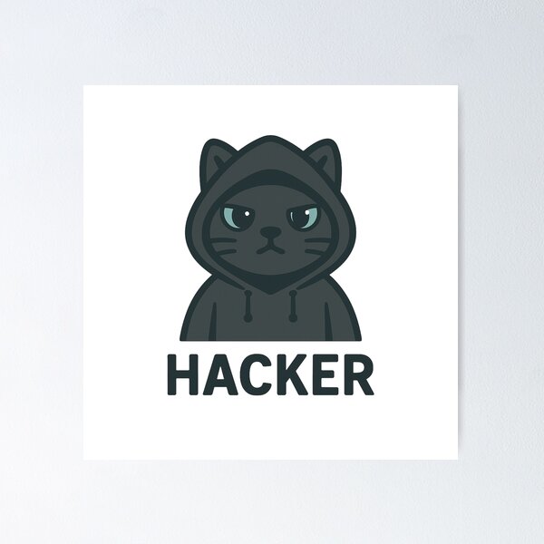 Artikel-Vorschau von Hacker – Von Katzenhackern inspiriertes Cybersicherheits-Cartoon-Design, designt und verkauft von Geek in Nerd.