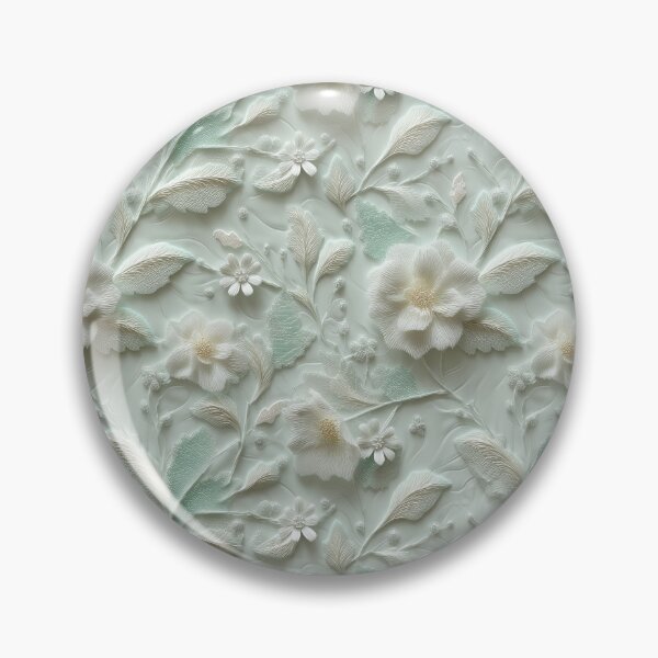 Item preview, Embossed Floral Elegance – 3D Fabric-Inspired Pattern in Mint and Ivory designed and sold by Moisky Patterns.