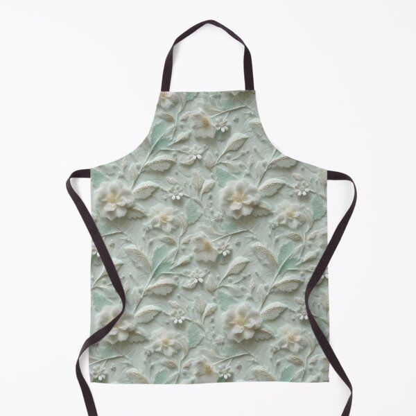 Item preview, Embossed Floral Elegance – 3D Fabric-Inspired Pattern in Mint and Ivory designed and sold by Moisky Patterns.