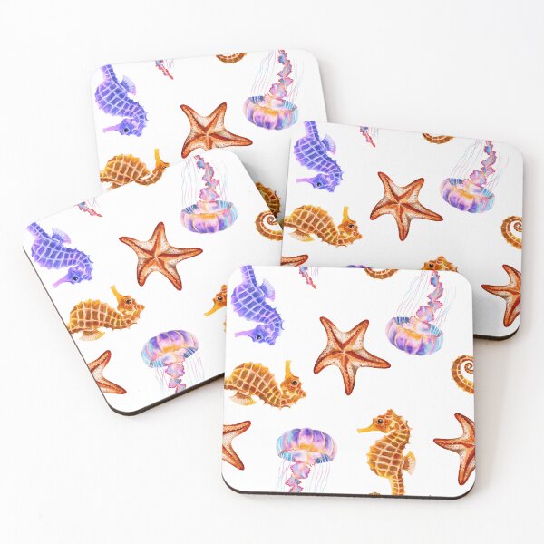 Item preview, Underwater world, seahorse, starfish and jellyfish  designed and sold by Nastasiakhmnk.