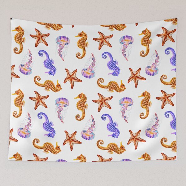 Item preview, Underwater world, seahorse, starfish and jellyfish  designed and sold by Nastasiakhmnk.
