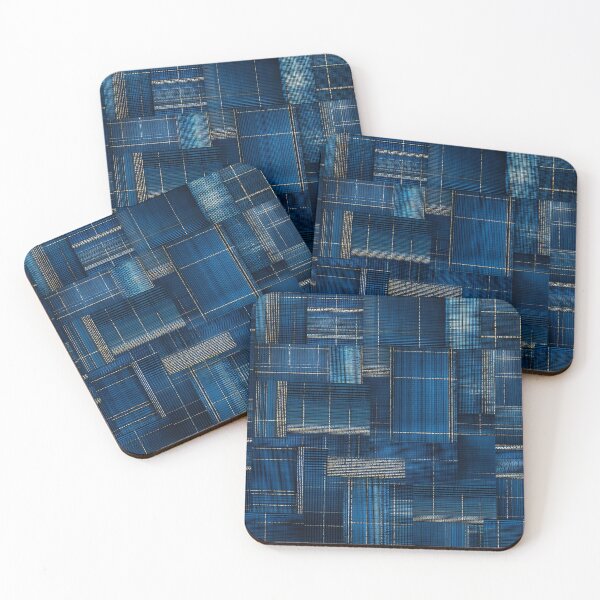 Item preview, Midnight Grid – Abstract Denim Patchwork Plaid in Deep Indigo designed and sold by Moisky Patterns.