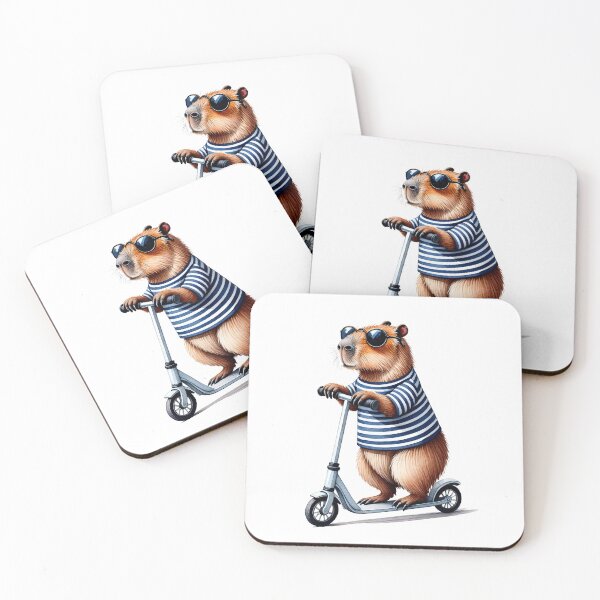 Item preview, Capybara on scooter designed and sold by TasiaZenzura.