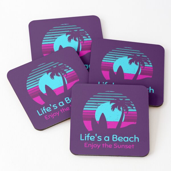 Item preview, Retro Sunset Surfboard Palm Tree Life's a Beach designed and sold by rdxart.