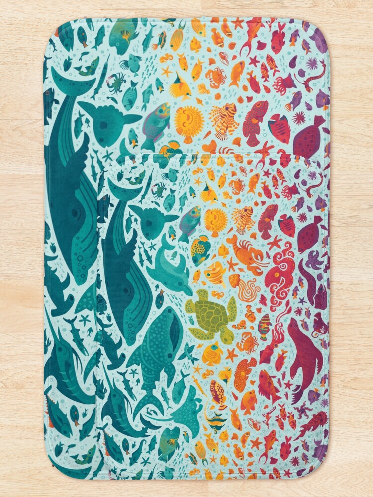Thumbnail 5 of 6, Bath Mat, Aquatic Spectrum 2 : light blue designed and sold by Waynem79.