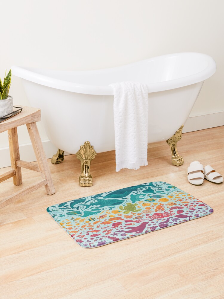 Thumbnail 2 of 6, Bath Mat, Aquatic Spectrum 2 : light blue designed and sold by Waynem79.