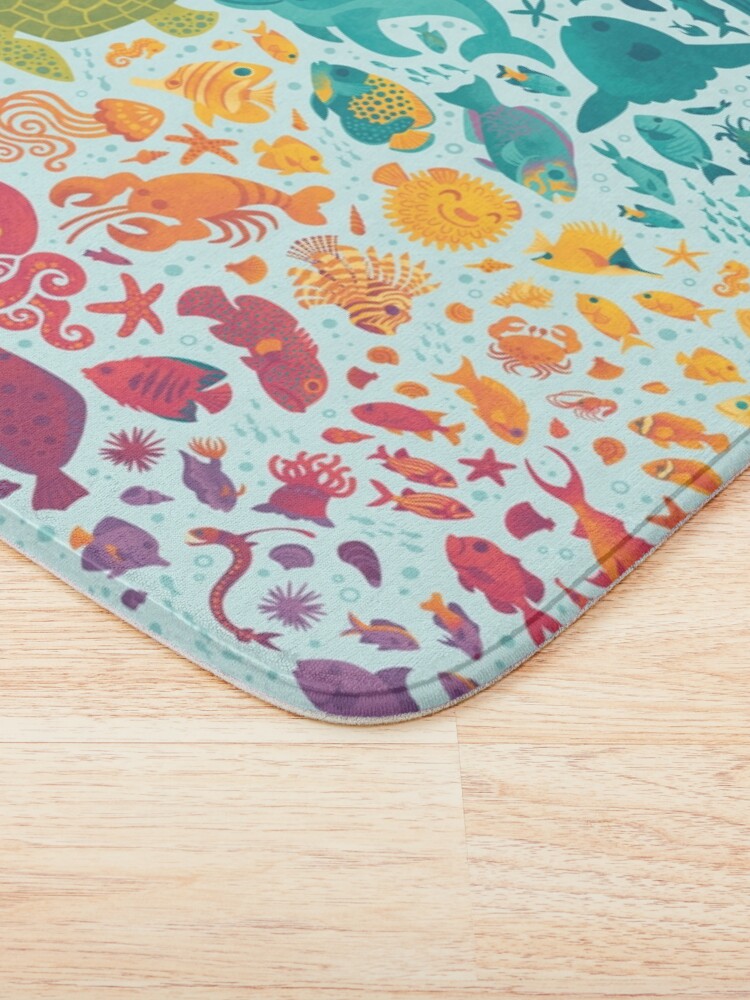 Thumbnail 3 of 6, Bath Mat, Aquatic Spectrum 2 : light blue designed and sold by Waynem79.