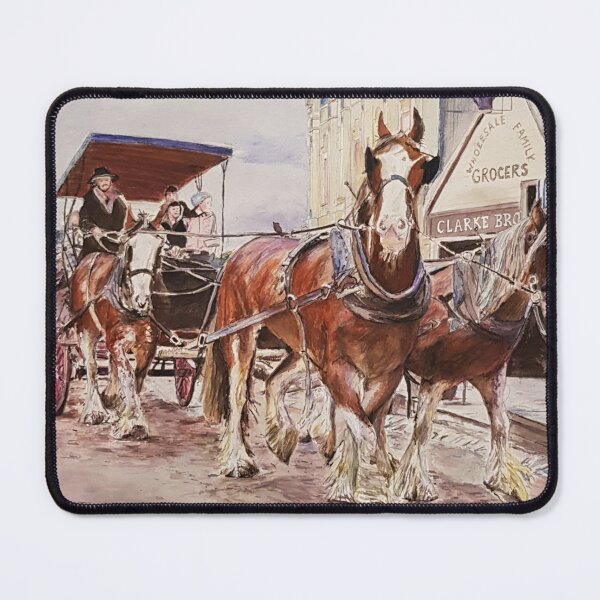 Item preview, Horse Drawn Carriage on a Town Street designed and sold by ChristineDavisArt.