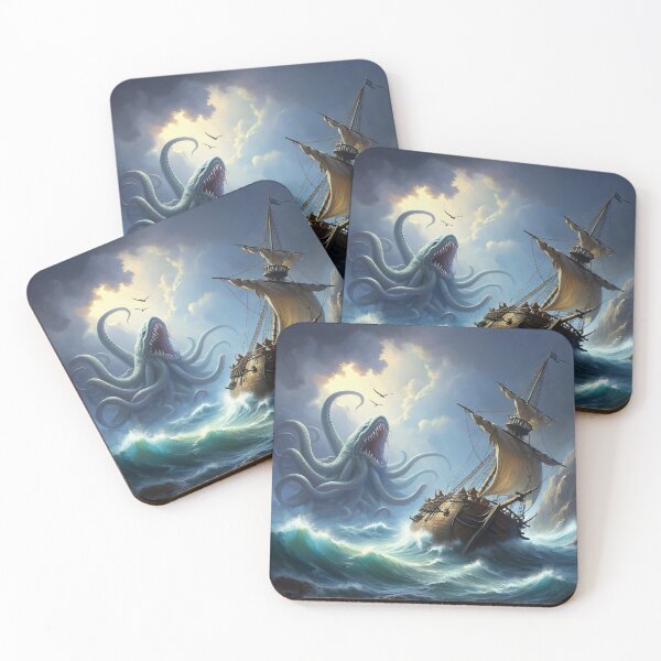 Item preview, Eldritch Kracken Beast  monster of the sea art after JMW Turner painting designed and sold by Vintage Designs +.