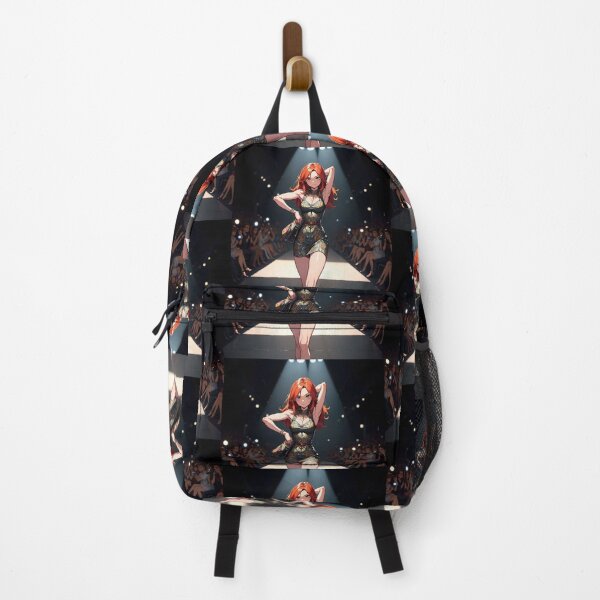 Item preview, Pretty cute red haired anime girl fashion icon standing with her hands on her head designed and sold by Vintage Designs +.
