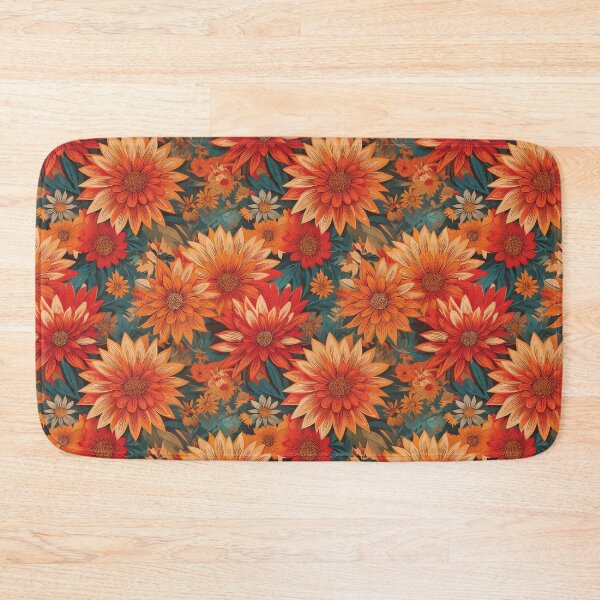 Item preview, Retro starburst flowers in warm sunset hues designed and sold by Designbes.