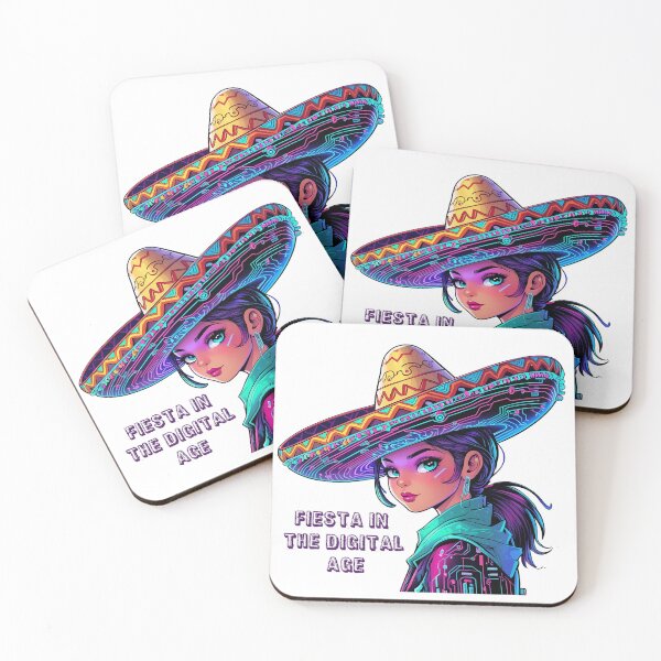 Item preview, Cyber Latina with Neon Sombrero – Futuristic Mexican Art designed and sold by MythicCotton.