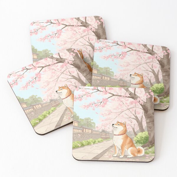 Item preview, Shiba Inu Under Cherry Blossoms – Kyoto’s Philosopher’s Path Watercolor Print designed and sold by Simple_Lines2025.