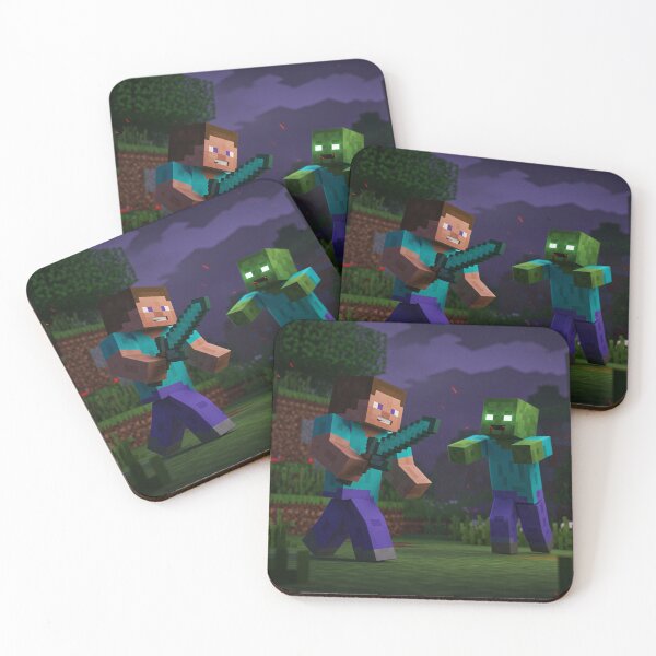Item preview, steve fighting zombie designed and sold by Gauri Desai.
