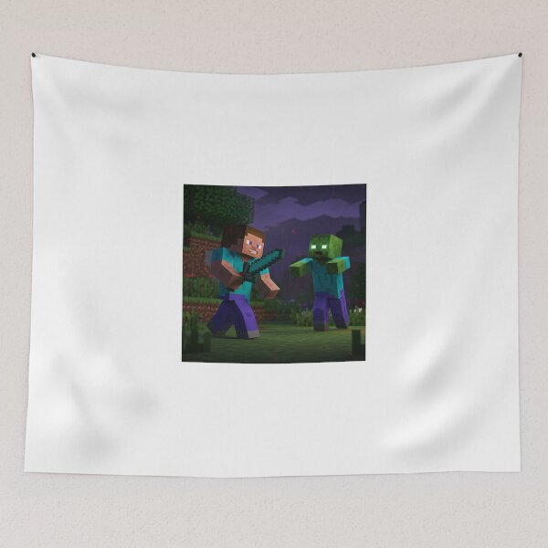 Item preview, steve fighting zombie designed and sold by Gauri Desai.