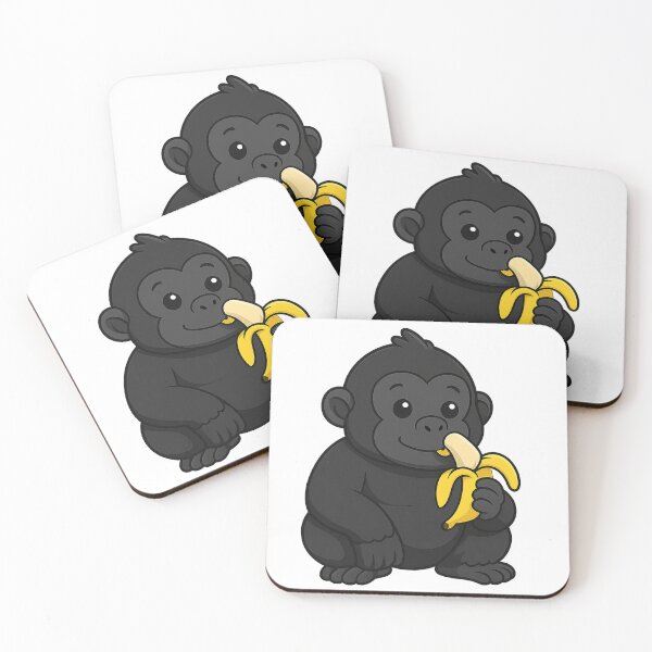 Item preview, Cute Gorilla Eating Banana Happily designed and sold by cottoncode.