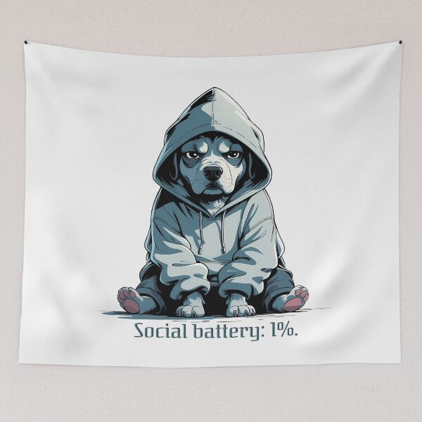 Item preview, Introvert Dog Hoodie Mood – Social Battery 1% Design designed and sold by MythicCotton.