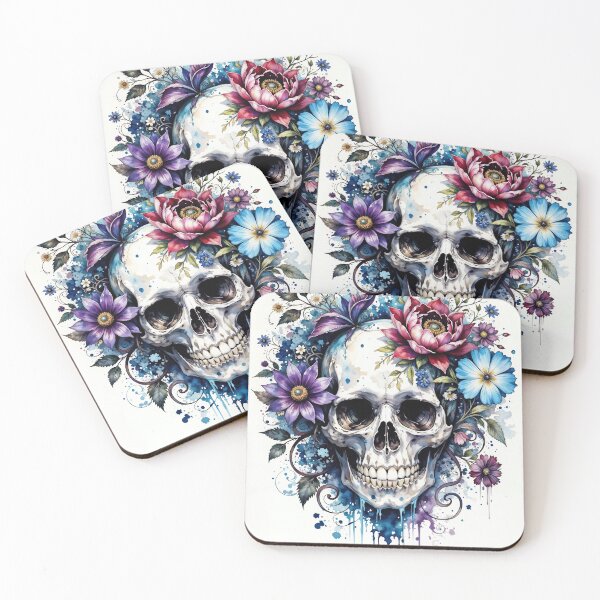 Item preview, Floral Skull Fusion  Tattoo Watercolor Art 3 designed and sold by Neo-Studio.