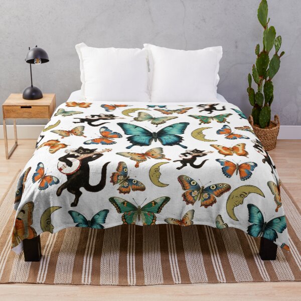 Item preview, Butterfly pattern with black cat and moon designed and sold by BritishDelights.