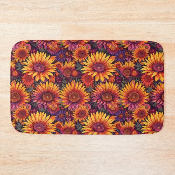 Item preview, Atomic retro starburst flowers in warm sunset hues designed and sold by Designbes.