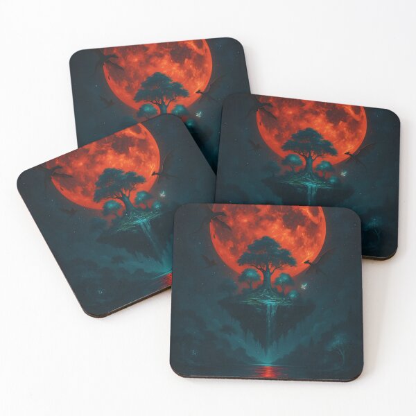 Item preview, Floating Fantasy Island Under Blood Moon designed and sold by Amr Siam.