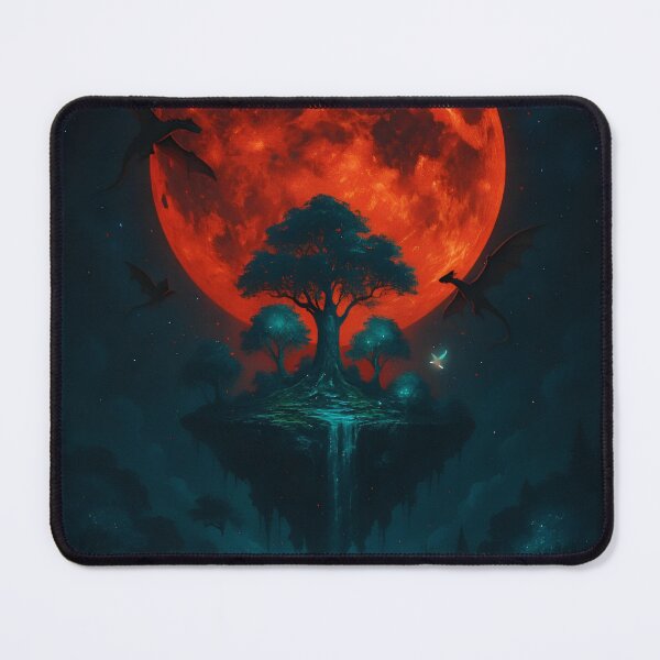 Item preview, Floating Fantasy Island Under Blood Moon designed and sold by Amr Siam.