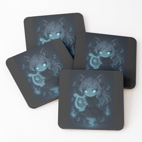 Item preview, Ghost Harp Catgirl - Translucent Harp and Glowing Eyes designed and sold by ColorSplash123.