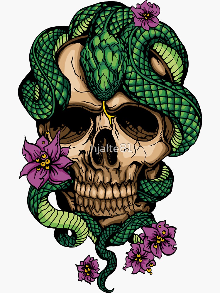 Thumbnail 3 of 3, Sticker, New Beginnings Skull designed and sold by hjalte81.