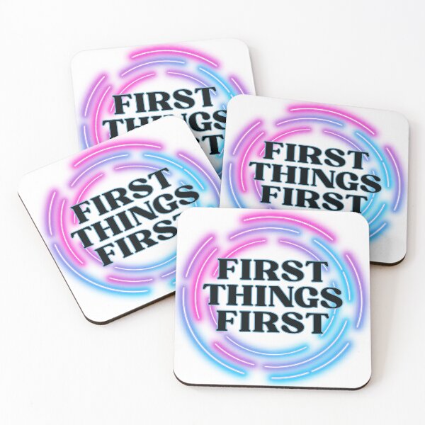 Item preview, Productivity Art | First Things First | Neon Priority Office Gift designed and sold by TextMuse.