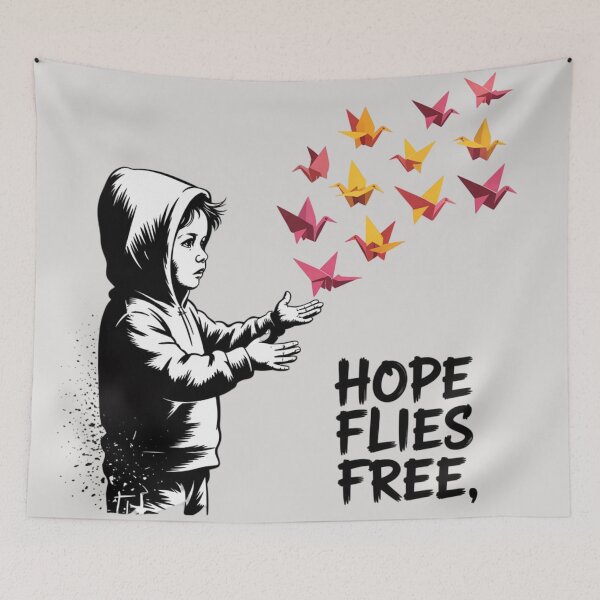 Item preview, Banksy Style Graffiti - Hope Flies Free designed and sold by 123ks.