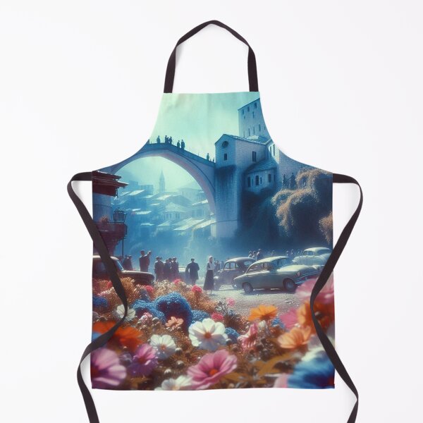Item preview, Vintage Floral Vibes in Mostar City – Realistic 60s-Inspired AI Artwork Perfect for Clothing and Accessories designed and sold by knalpot-design.