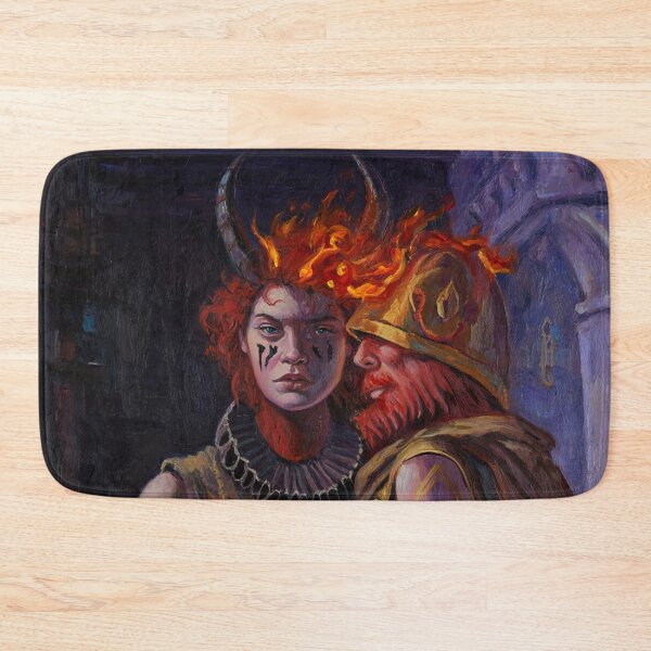 Item preview,  Fantasy RPG style Demon Girl and bearded knight illustration painting art designed and sold by Vintage Designs +.