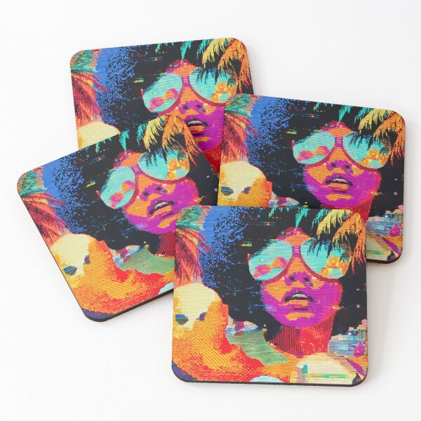Item preview, Retro Futuristic Afro Girl with Parrots, Skulls, and Neon Vibes designed and sold by Moss and Moon Studio.