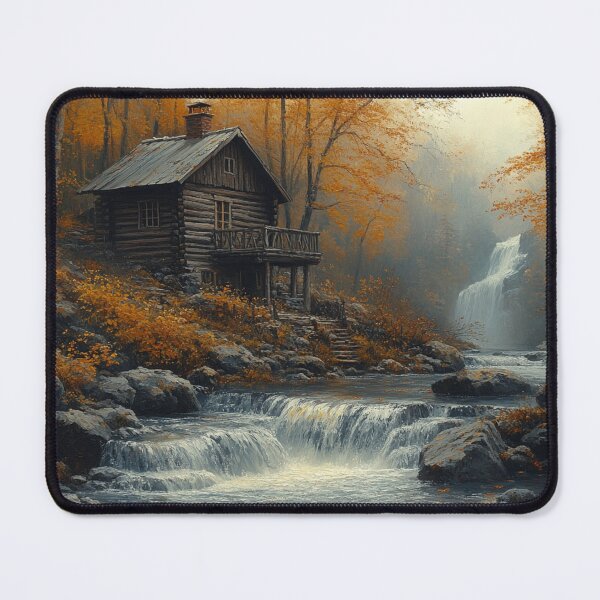 Item preview, Wooden cottage by the stream, painting style designed and sold by ArtNames.